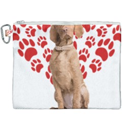 Vizsla Gifts T- Shirt Cool Vizsla Valentine Heart Paw Vizsla Dog Lover Valentine Costume T- Shirt Canvas Cosmetic Bag (xxxl) by maxcute