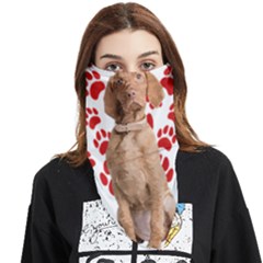 Vizsla Gifts T- Shirt Cool Vizsla Valentine Heart Paw Vizsla Dog Lover Valentine Costume T- Shirt Face Covering Bandana (triangle) by maxcute