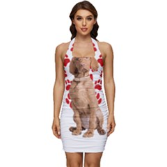 Vizsla Gifts T- Shirt Cool Vizsla Valentine Heart Paw Vizsla Dog Lover Valentine Costume T- Shirt Sleeveless Wide Square Neckline Ruched Bodycon Dress by maxcute