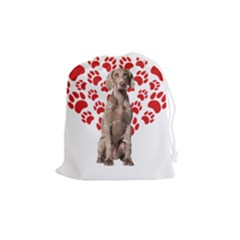 Weimaraner Gifts T- Shirt Cool Weimaraner Valentine Heart Paw Weimaraner Dog Lover Valentine Costume Drawstring Pouch (medium) by maxcute