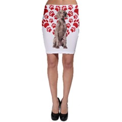 Weimaraner Gifts T- Shirt Cool Weimaraner Valentine Heart Paw Weimaraner Dog Lover Valentine Costume Bodycon Skirt by maxcute