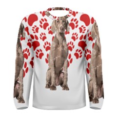 Weimaraner Gifts T- Shirt Cool Weimaraner Valentine Heart Paw Weimaraner Dog Lover Valentine Costume Men s Long Sleeve Tee by maxcute