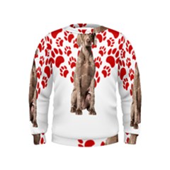 Weimaraner Gifts T- Shirt Cool Weimaraner Valentine Heart Paw Weimaraner Dog Lover Valentine Costume Kids  Sweatshirt by maxcute