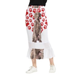 Weimaraner Gifts T- Shirt Cool Weimaraner Valentine Heart Paw Weimaraner Dog Lover Valentine Costume Maxi Fishtail Chiffon Skirt by maxcute