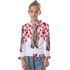 Weimaraner Gifts T- Shirt Cool Weimaraner Valentine Heart Paw Weimaraner Dog Lover Valentine Costume Kids  Frill Detail Tee