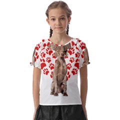 Weimaraner Gifts T- Shirt Cool Weimaraner Valentine Heart Paw Weimaraner Dog Lover Valentine Costume Kids  Frill Chiffon Blouse by maxcute