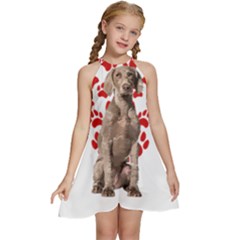 Weimaraner Gifts T- Shirt Cool Weimaraner Valentine Heart Paw Weimaraner Dog Lover Valentine Costume Kids  Halter Collar Waist Tie Chiffon Dress by maxcute