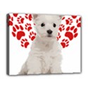 West Highland White Terrier Gift T- Shirt Cute West Highland White Terrier Valentine Heart Paw West Canvas 14  x 11  (Stretched) View1