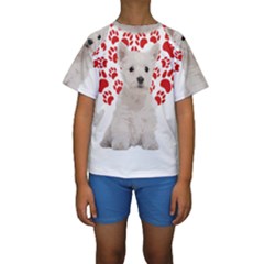 West Highland White Terrier Gift T- Shirt Cute West Highland White Terrier Valentine Heart Paw West Kids  Short Sleeve Swimwear by maxcute