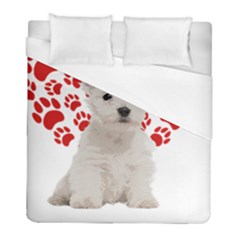 West Highland White Terrier Gift T- Shirt Cute West Highland White Terrier Valentine Heart Paw West Duvet Cover (full/ Double Size) by maxcute