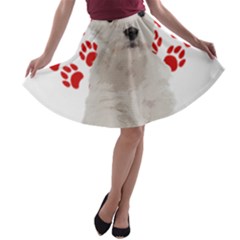 West Highland White Terrier Gift T- Shirt Cute West Highland White Terrier Valentine Heart Paw West A-line Skater Skirt by maxcute