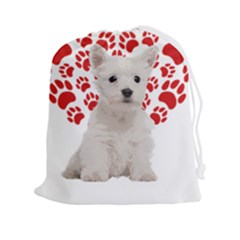 West Highland White Terrier Gift T- Shirt Cute West Highland White Terrier Valentine Heart Paw West Drawstring Pouch (2xl) by maxcute