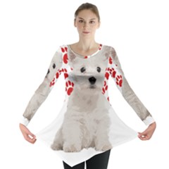 West Highland White Terrier Gift T- Shirt Cute West Highland White Terrier Valentine Heart Paw West Long Sleeve Tunic 