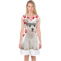 West Highland White Terrier Gift T- Shirt Cute West Highland White Terrier Valentine Heart Paw West Capsleeve Midi Dress by maxcute