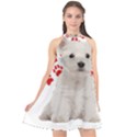 West Highland White Terrier Gift T- Shirt Cute West Highland White Terrier Valentine Heart Paw West Halter Neckline Chiffon Dress  View1