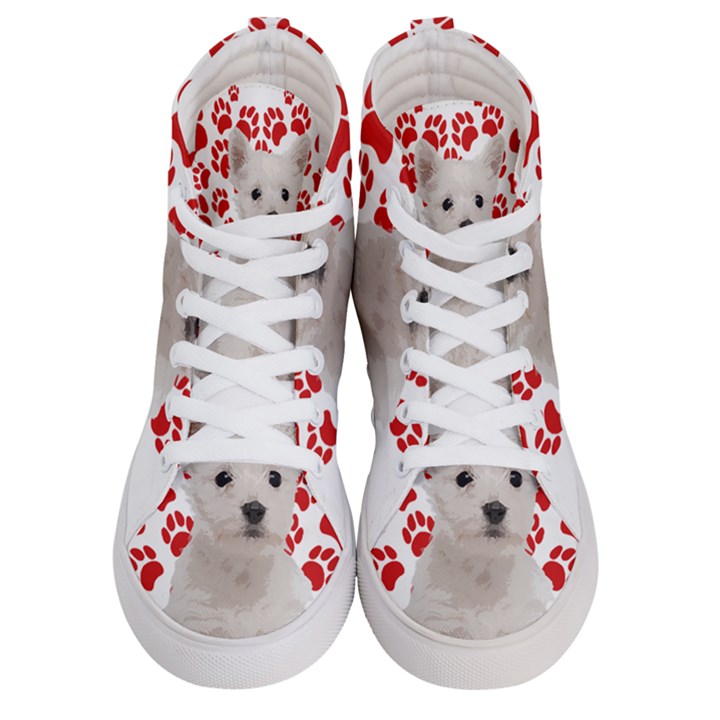 West Highland White Terrier Gift T- Shirt Cute West Highland White Terrier Valentine Heart Paw West Women s Hi-Top Skate Sneakers