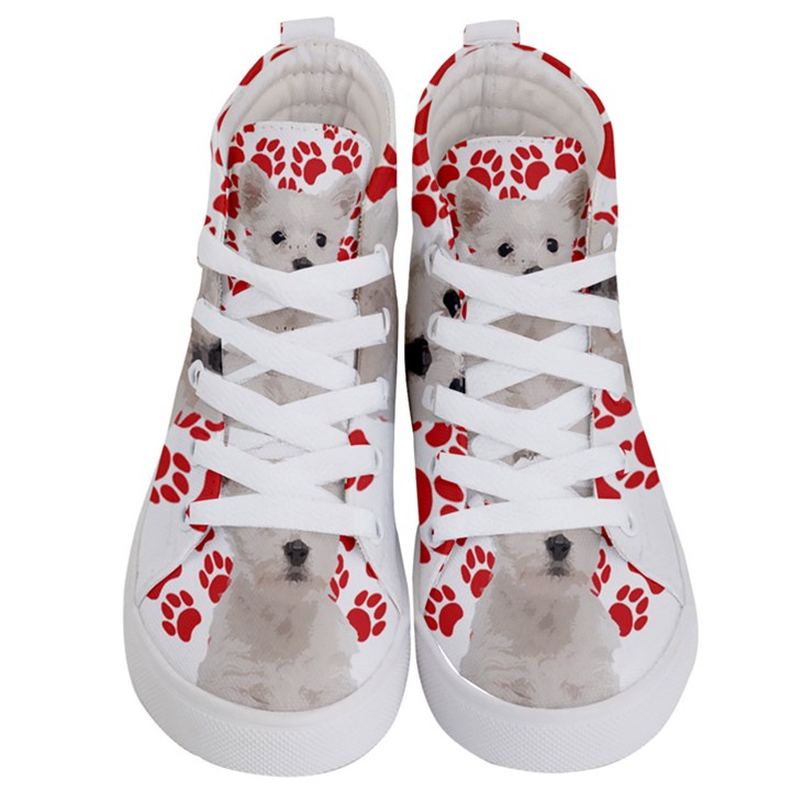 West Highland White Terrier Gift T- Shirt Cute West Highland White Terrier Valentine Heart Paw West Kids  Hi-Top Skate Sneakers