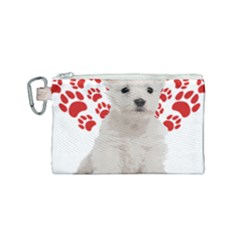 West Highland White Terrier Gift T- Shirt Cute West Highland White Terrier Valentine Heart Paw West Canvas Cosmetic Bag (small) by maxcute