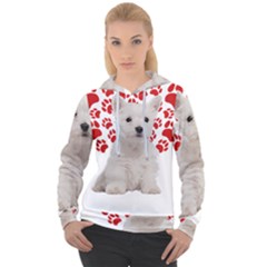 West Highland White Terrier Gift T- Shirt Cute West Highland White Terrier Valentine Heart Paw West Women s Overhead Hoodie by maxcute