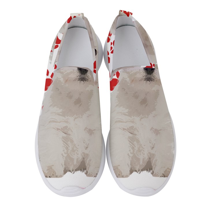 West Highland White Terrier Gift T- Shirt Cute West Highland White Terrier Valentine Heart Paw West Women s Slip On Sneakers