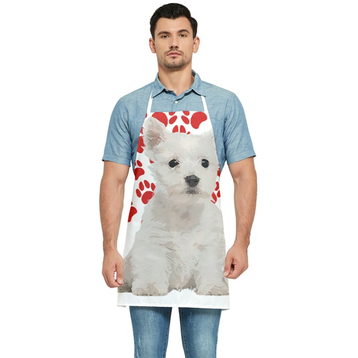 West Highland White Terrier Gift T- Shirt Cute West Highland White Terrier Valentine Heart Paw West Kitchen Apron