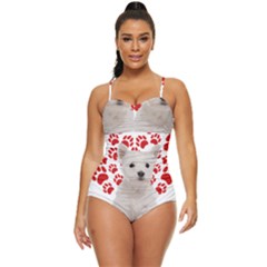 West Highland White Terrier Gift T- Shirt Cute West Highland White Terrier Valentine Heart Paw West Retro Full Coverage Swimsuit by maxcute