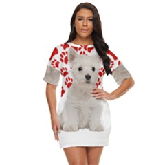 West Highland White Terrier Gift T- Shirt Cute West Highland White Terrier Valentine Heart Paw West Just Threw It On Dress by maxcute