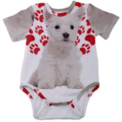 West Highland White Terrier Gift T- Shirt Cute West Highland White Terrier Valentine Heart Paw West Baby Short Sleeve Bodysuit by maxcute