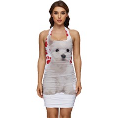 West Highland White Terrier Gift T- Shirt Cute West Highland White Terrier Valentine Heart Paw West Sleeveless Wide Square Neckline Ruched Bodycon Dress by maxcute