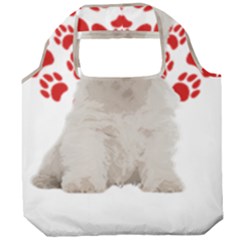 West Highland White Terrier Gift T- Shirt Cute West Highland White Terrier Valentine Heart Paw West Foldable Grocery Recycle Bag by maxcute