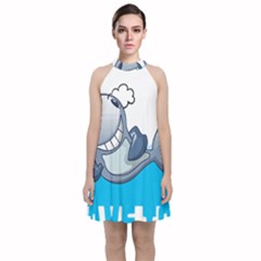 Whale Lovers T- Shirt Cute Whale Kids Water Sarcastic But Do I Have To  T- Shirt Velvet Halter Neckline Dress 