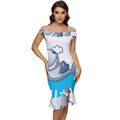 Whale Lovers T- Shirt Cute Whale Kids Water Sarcastic But Do I Have To  T- Shirt Off Shoulder Ruffle Split Hem Bodycon Dress by maxcute