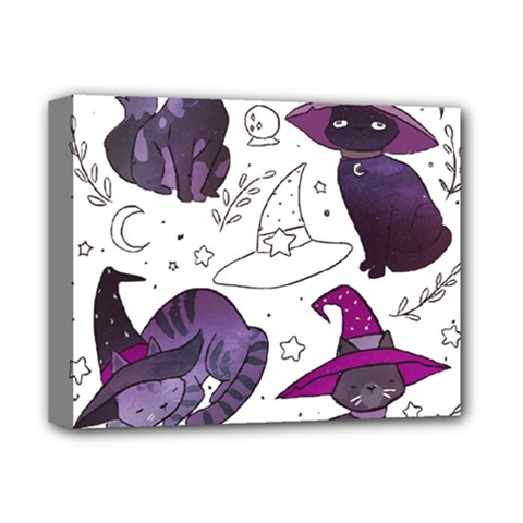 Witch Cat T- Shirt Cute Fantasy Space Witch Cats T- Shirt Deluxe Canvas 14  X 11  (stretched) by maxcute