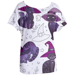 Witch Cat T- Shirt Cute Fantasy Space Witch Cats T- Shirt Women s Oversized Tee by maxcute