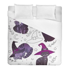 Witch Cat T- Shirt Cute Fantasy Space Witch Cats T- Shirt Duvet Cover (full/ Double Size) by maxcute