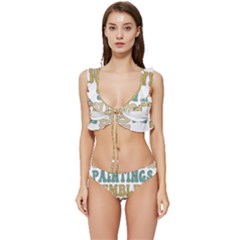 Women And Mom T- Shirt All The Women In The Paintings Resembled My Mom  T- Shirt Low Cut Ruffle Edge Bikini Set