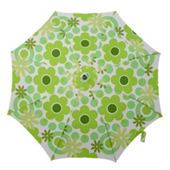 Flowers Pearls And Donuts Green Spearmint Green White Hook Handle Umbrellas (large) by Mazipoodles