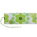 Flowers Pearls And Donuts Green Spearmint Green White Roll Up Canvas Pencil Holder (M) View1