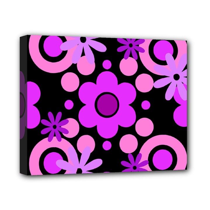 Flowers Pearl And Donuts Lilac Blush Pink Magenta Black  Canvas 10  x 8  (Stretched)