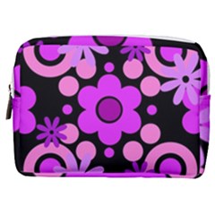 Flowers Pearl And Donuts Lilac Blush Pink Magenta Black  Make Up Pouch (medium) by Mazipoodles