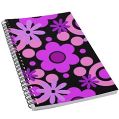 Flowers Pearl And Donuts Lilac Blush Pink Magenta Black  5 5  X 8 5  Notebook by Mazipoodles