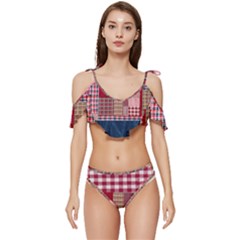 Country Bumpkin Ruffle Edge Tie Up Bikini Set	