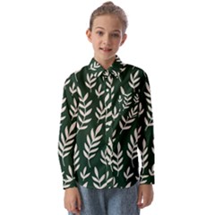 Leaves Foliage Plants Pattern Kids  Long Sleeve Shirt by Ravend