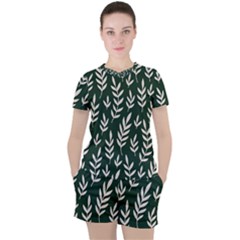 Leaves Foliage Plants Pattern Women s Tee And Shorts Set