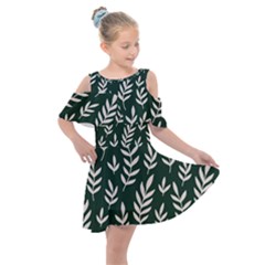 Leaves Foliage Plants Pattern Kids  Shoulder Cutout Chiffon Dress by Ravend