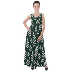 Leaves Foliage Plants Pattern Empire Waist Velour Maxi Dress by Ravend