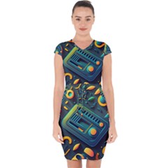 Abstract Pattern Background Capsleeve Drawstring Dress  by Ravend