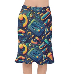 Abstract Pattern Background Short Mermaid Skirt by Ravend