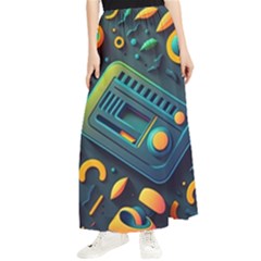 Abstract Pattern Background Maxi Chiffon Skirt