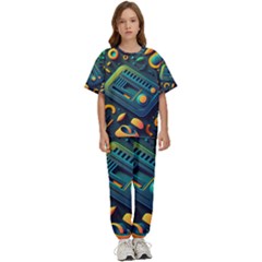 Abstract Pattern Background Kids  Tee And Pants Sports Set